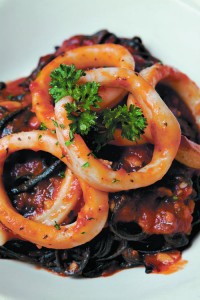 Anytime Cafe's Squid Ink Pasta with Calamari ($16.95)