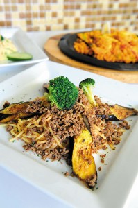 Kit n Kitchen's Spicy Ground Beef with Eggplant ($12.95). Lawrence Tabudlo file photo