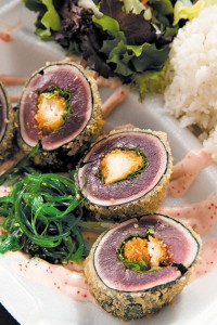 Kahai Street Kitchen's Panko Shrimp Stuffed Fresh Ahi Roll (market price) L. FRIEL PHOTO