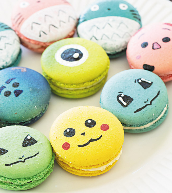 Assorted character-inspired macarons ($4 each) 
