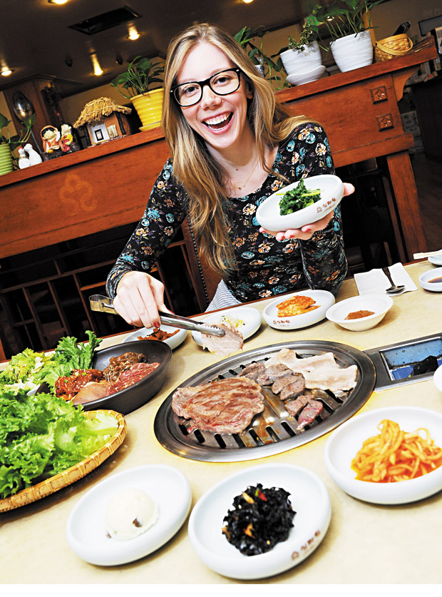 The editor takes to the grill at New Shilawon Korean Restaurant.