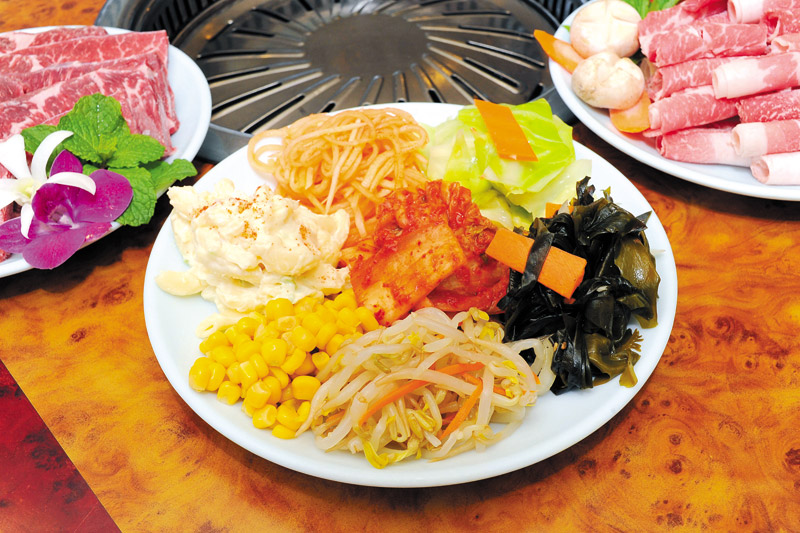 Assorted side dishes are the perfect addition to any Korean yakiniku meal enjoyed at Camellia Buffet.