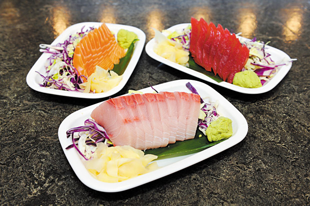 Salmon, hamachi and ahi sashimi 