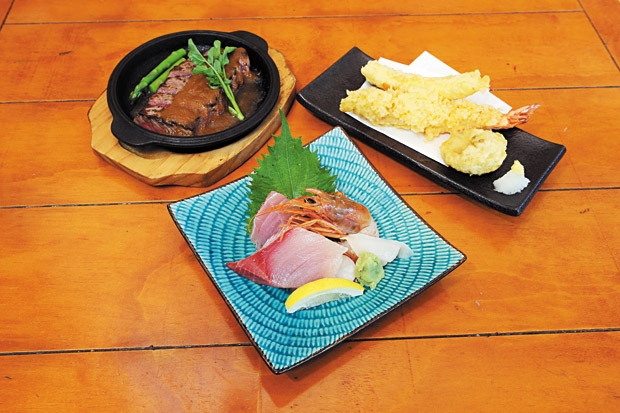 Steak, sashimi and tempura options from the March special. 