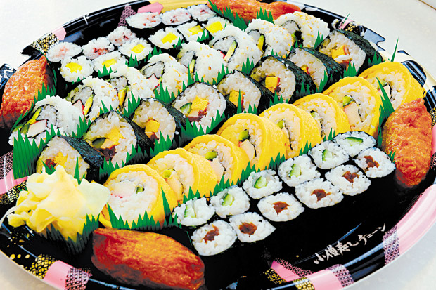 Deluxe Maki Set ($28.99) features inari, maki sushi (California, futo, egg), and various hoso maki, including shinko, kanpyo and more. 