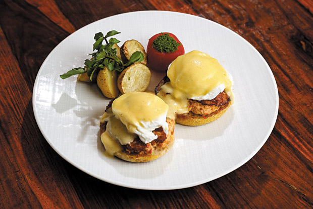 Poached Eggs on Alaskan King Crab Cake and Hollandaise ($22) BODIE COLLINS PHOTO