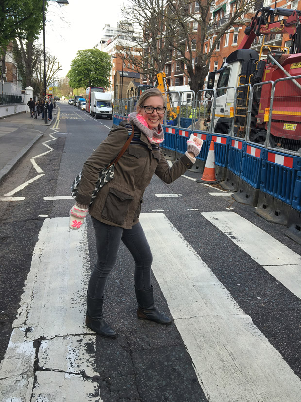The editor strolls across London's famous Abbey Road between snacking sessions. PHOTO BY ANNA RESICH