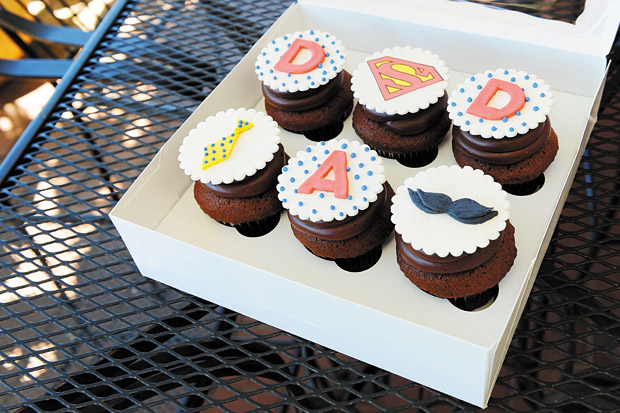 Devil's Food Cupcakes With Father's Day Sugar Decorations ($4.75 Each, $27 For A Set Of Six) 
