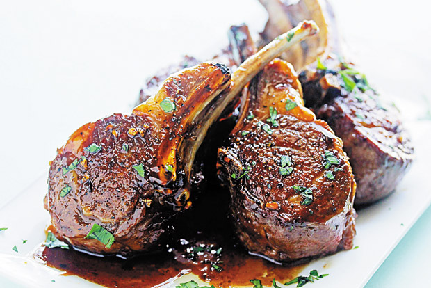 Mongolian-style Lamb Chops with brandy demiglace