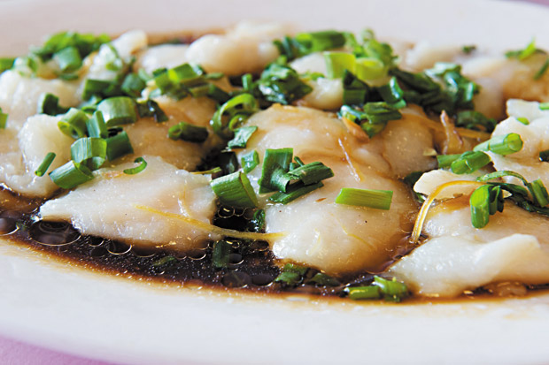 Steamed Sea Bass Filet with Ginger and Onion ($13.95) 