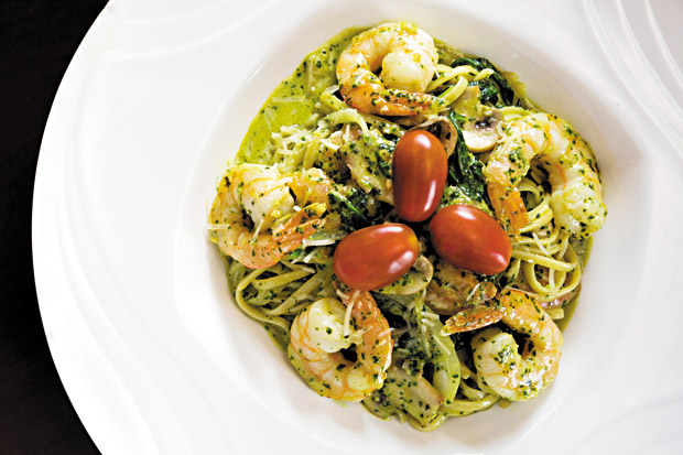 Pesto Shrimp Pasta ($15 lunch, $16 dinner)