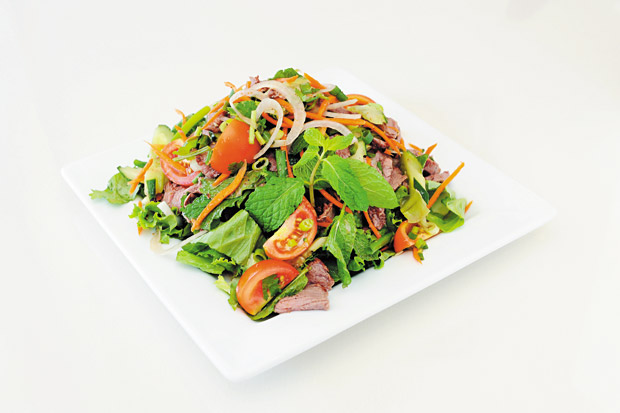 Thai Lao's Beef Salad ($10.95) prepared with top sirloin steak 