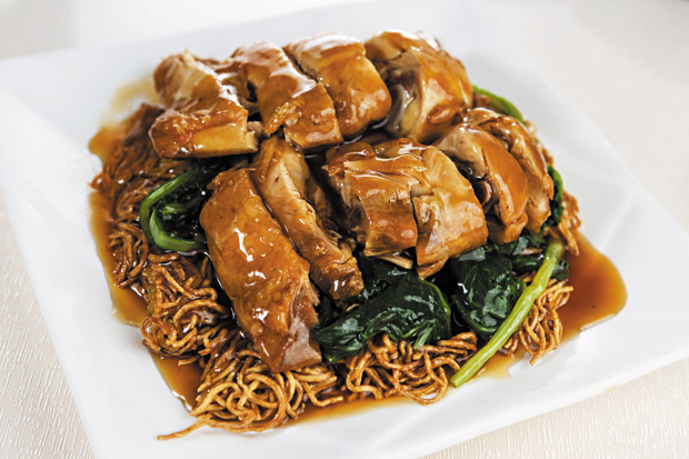 Crispy Chicken with Oyster Sauce Cake Noodles ($9.99 regular, $6.99 July special)