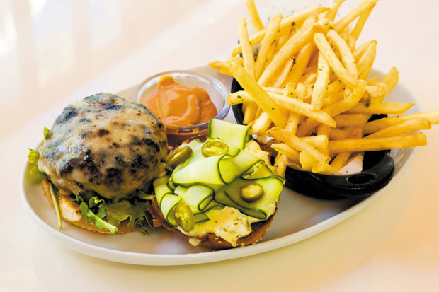 Big Island Grass Fed 8-ounce Beef Burger ($19) served with herbed french fries. 