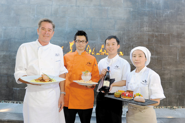 Executive chef Douglas Lum, chef Yui Taninaka, restaurant manager Royce Arakaki and bakery chief chef Kaori Endo. 