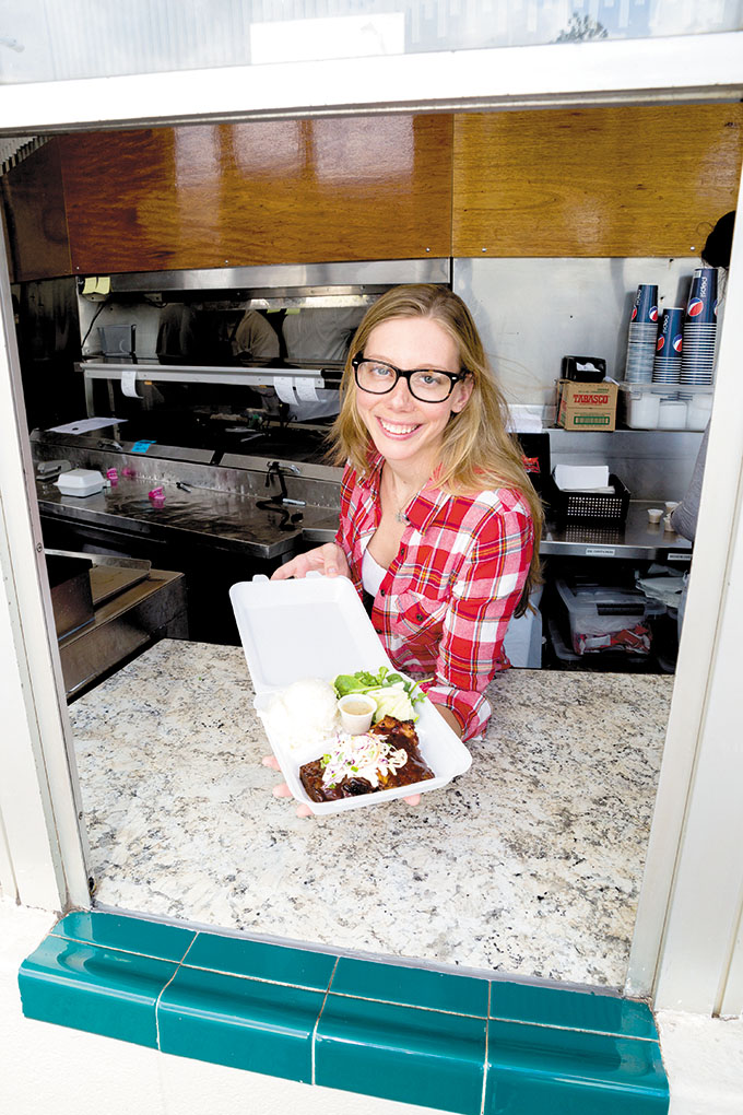 The editor steps behind the takeout window at Kahai Street Kitchen's new digs on Coolidge Street to dish out a succulent serving of Guava Barbecue Braised Brisket.