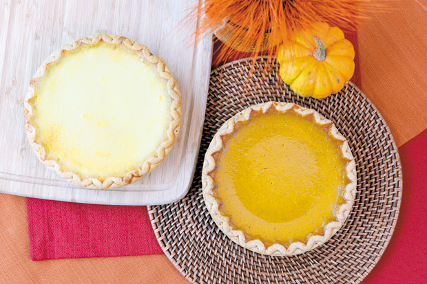 Pumpkin and Custard pies ($9 each; limit two per package) 