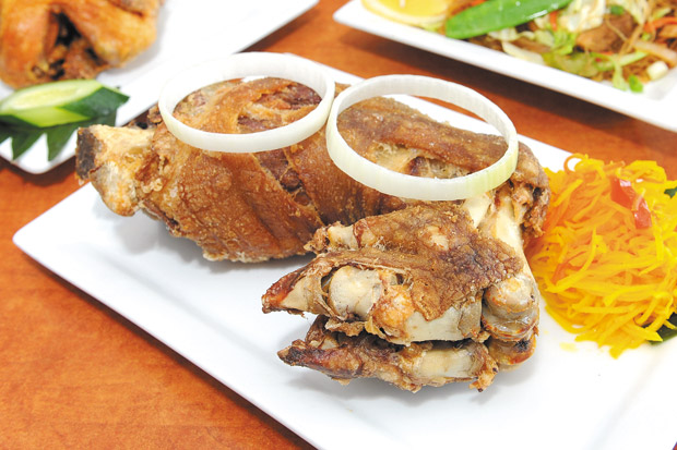 Crispy Pata ($14.75 medium, $18.95 large; $71.50 for catering tray of four large knuckles) 