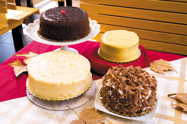 (Clockwise, from top left) Dobash Cake ($14, 8-inch), Chantilly Cake ($13.25, 6-inch) Dream Cake ($12.35, 6-inch) and Peach Bavarian Cake ($16.45)