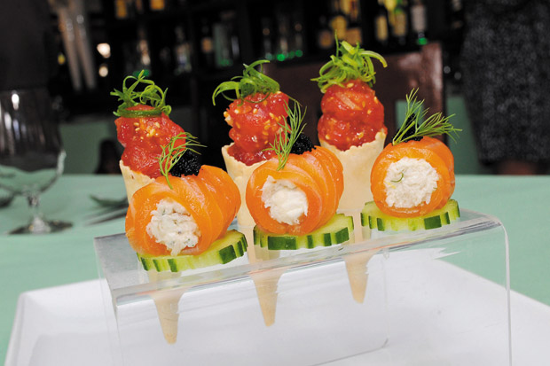 Fresh Ahi Tartare and Salmon Gravlax Roulade with Cream Cheese and Crab Meat (L. Tabudlo photo)