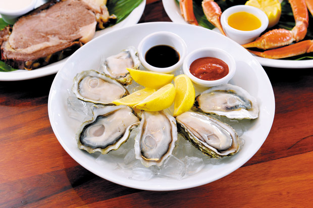 Fresh Goose Point oysters ($2.50 each regularly, $1.50 during happy hour)