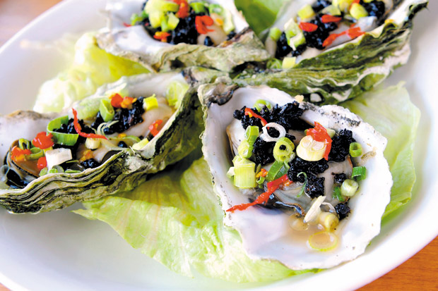 Steamed Black Bean Oyster on the half shell