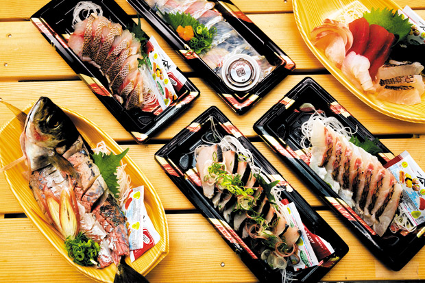 An assortment of freshly prepared sushi platters made from your choice of J-Shop's daily fresh fish selection from Japan.