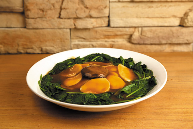 King Oyster Mushroom over Baby Spinach ($14.95)